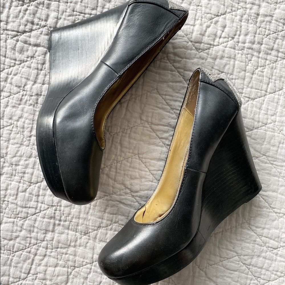 SEYCHELLES Wedge Platform Shoes, snakeskin detail